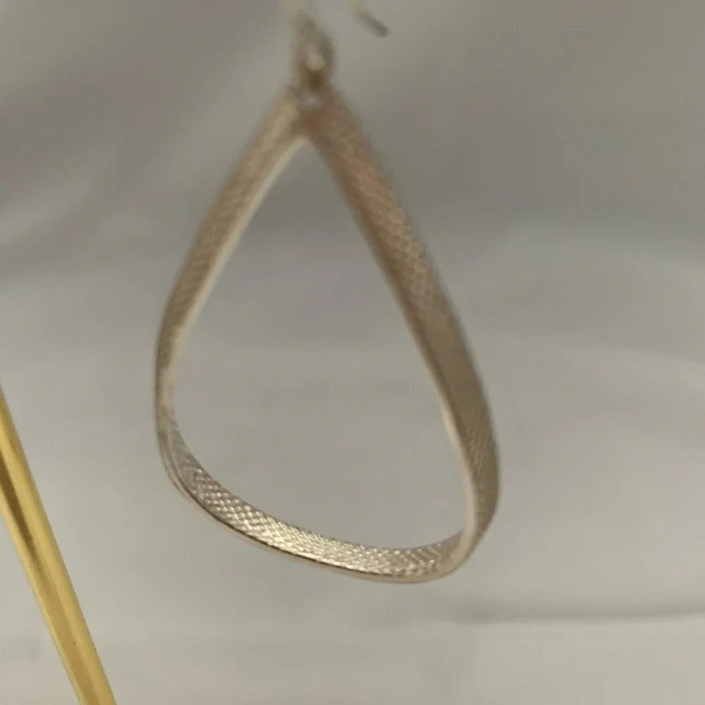 Silver Tone Tear Drop Earrings - Picture 2 of 2